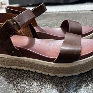 MIA Brown Platform Espadrille Sandals with Buckle